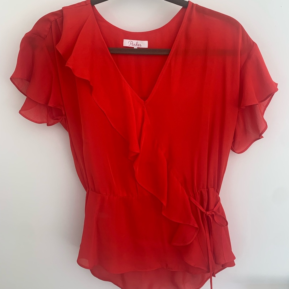 Parker Red Silk Blouse